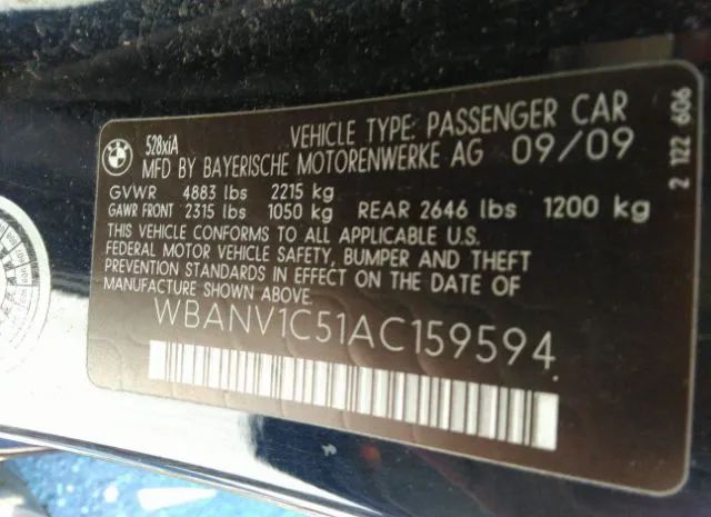 Photo 8 VIN: WBANV1C51AC159594 - BMW 5 SERIES 