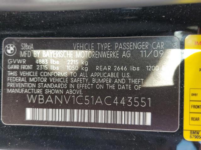 Photo 9 VIN: WBANV1C51AC443551 - BMW 528 XI 