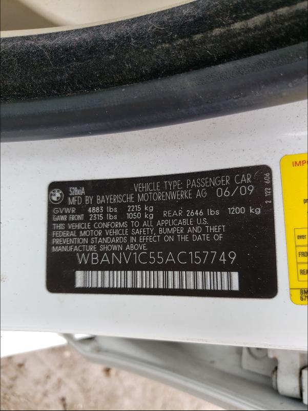 Photo 9 VIN: WBANV1C55AC157749 - BMW 528XI 