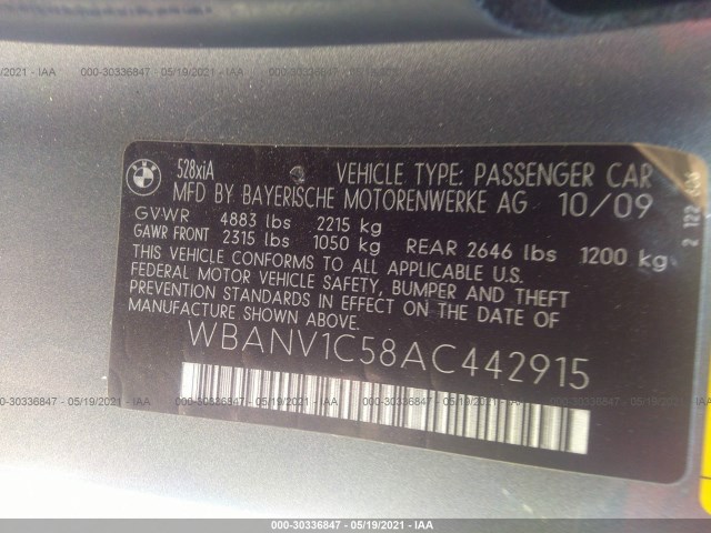 Photo 8 VIN: WBANV1C58AC442915 - BMW 5 