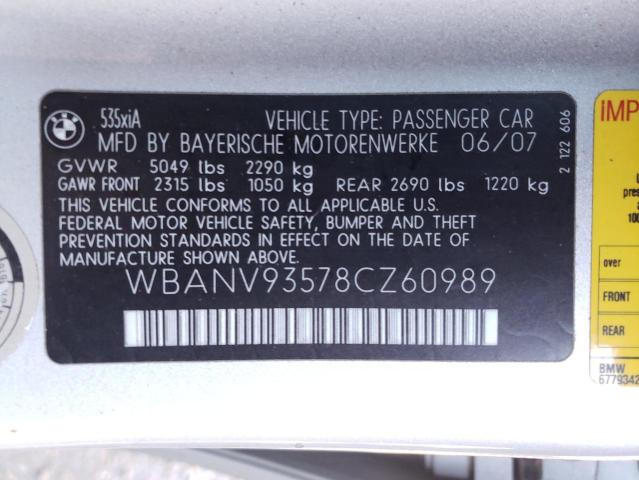 Photo 11 VIN: WBANV93578CZ60989 - BMW 5 SERIES 