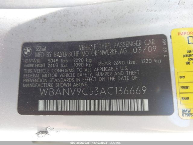 Photo 8 VIN: WBANV9C53AC136669 - BMW 535I 