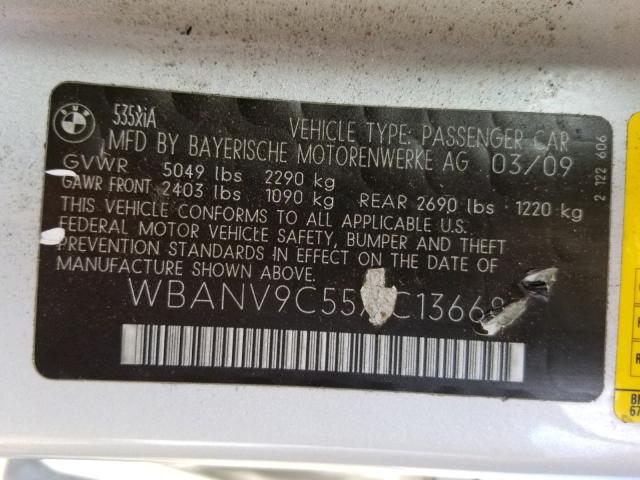 Photo 9 VIN: WBANV9C55AC136687 - BMW 535 XI 