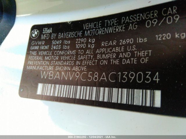 Photo 8 VIN: WBANV9C58AC139034 - BMW 5 