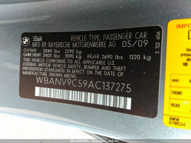 Photo 8 VIN: WBANV9C59AC137275 - BMW 535I 