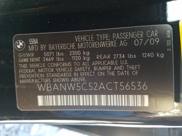 Photo 9 VIN: WBANW5C52ACT56536 - BMW 550 I 