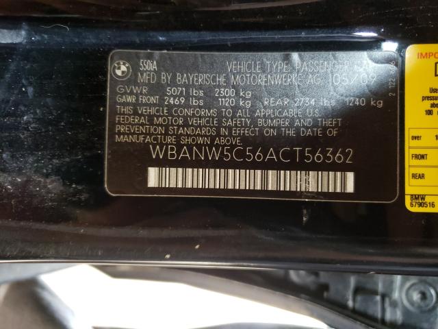 Photo 9 VIN: WBANW5C56ACT56362 - BMW 550 I 