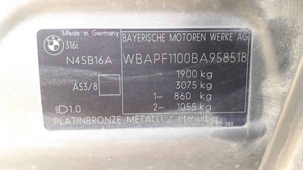 Photo 3 VIN: WBAPF1100BA958518 - BMW 320 