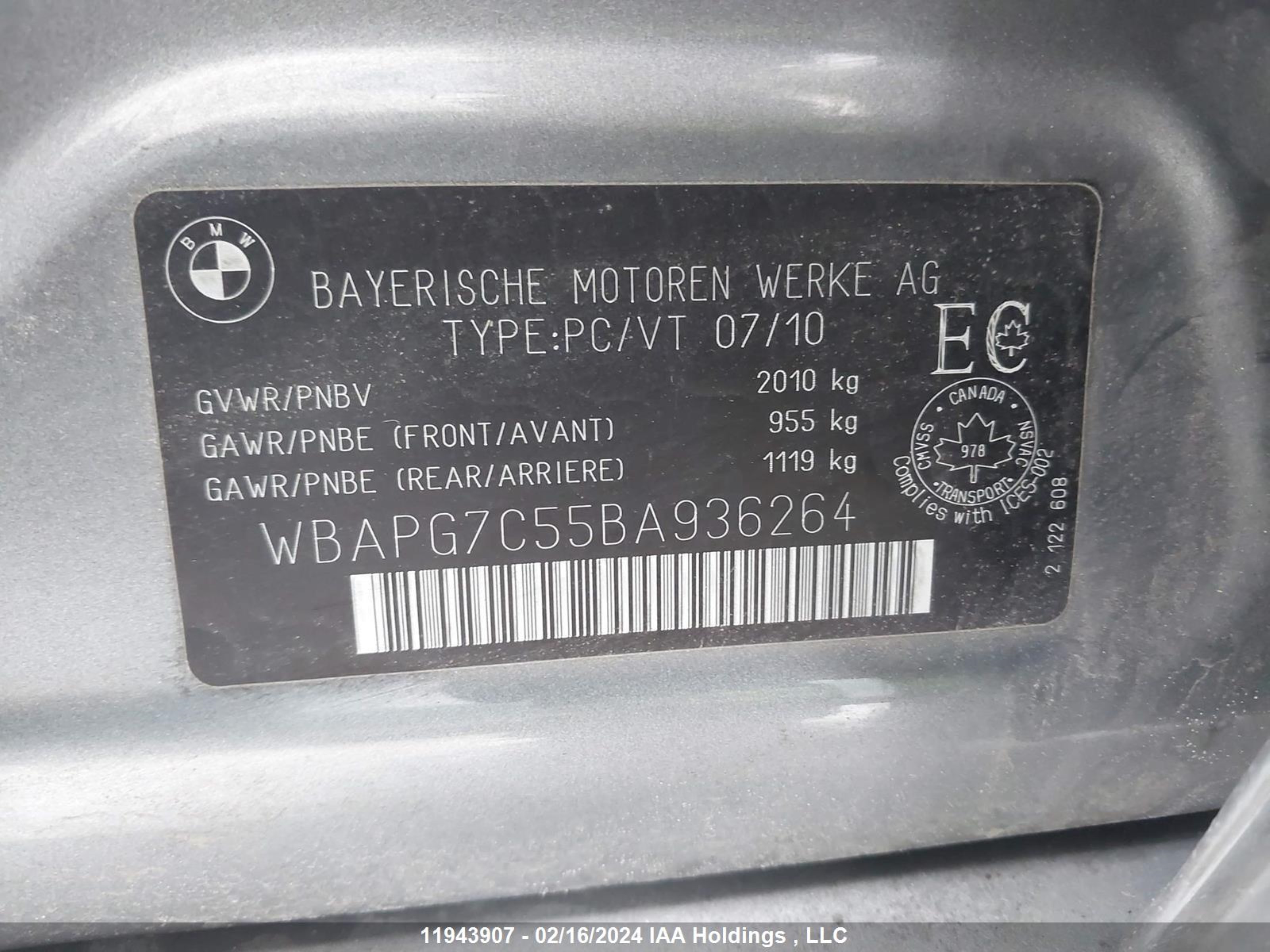 Photo 8 VIN: WBAPG7C55BA936264 - BMW 3ER 