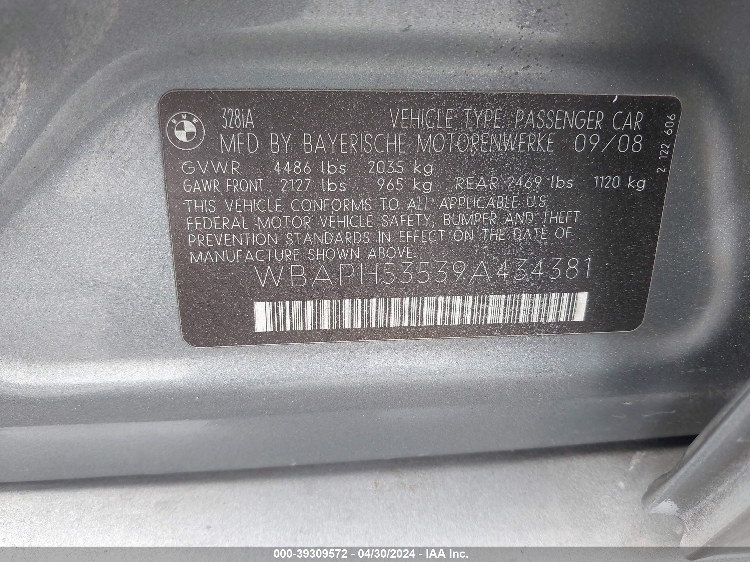 Photo 8 VIN: WBAPH53539A434381 - BMW 3ER 