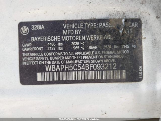 Photo 8 VIN: WBAPH5C54BF093212 - BMW 328I 