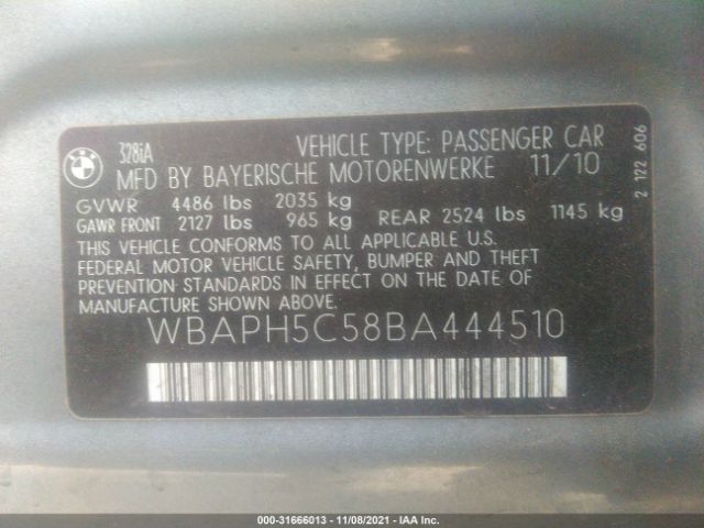 Photo 8 VIN: WBAPH5C58BA444510 - BMW 3 