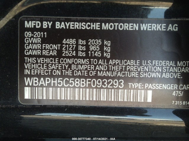 Photo 8 VIN: WBAPH5C58BF093293 - BMW 3 