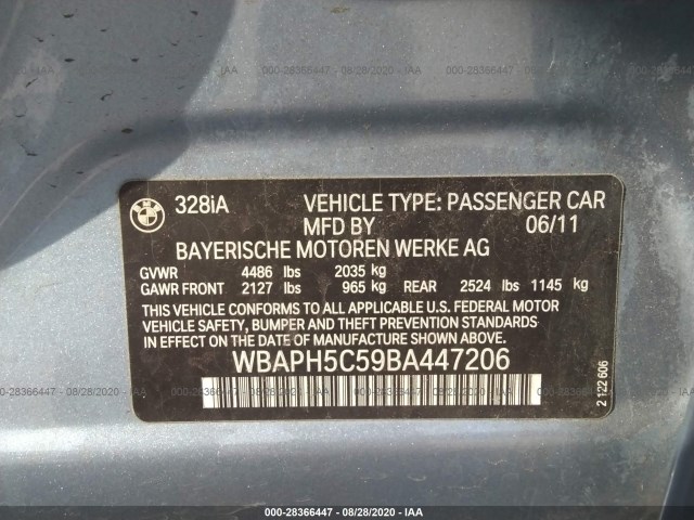 Photo 8 VIN: WBAPH5C59BA447206 - BMW 3 SERIES 