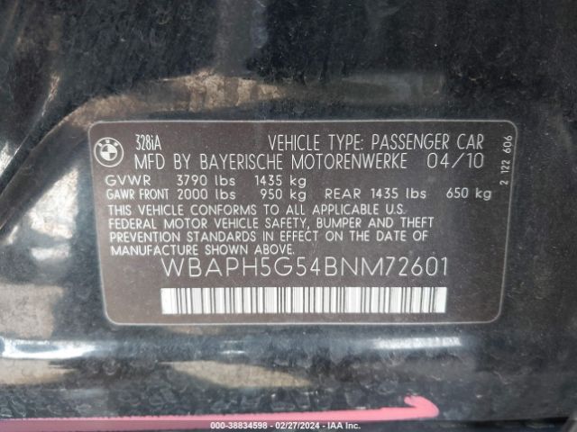 Photo 8 VIN: WBAPH5G54BNM72601 - BMW 328I 