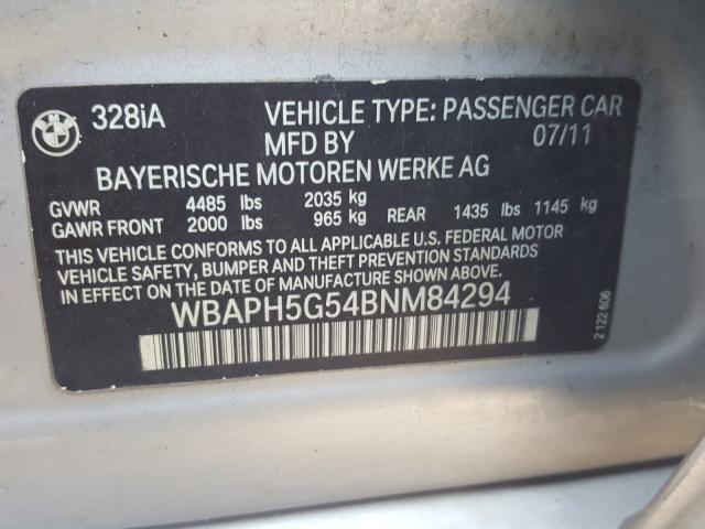 Photo 9 VIN: WBAPH5G54BNM84294 - BMW 328 I SULE 