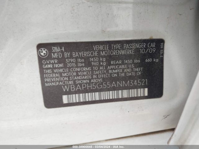 Photo 8 VIN: WBAPH5G55ANM34521 - BMW 328I 