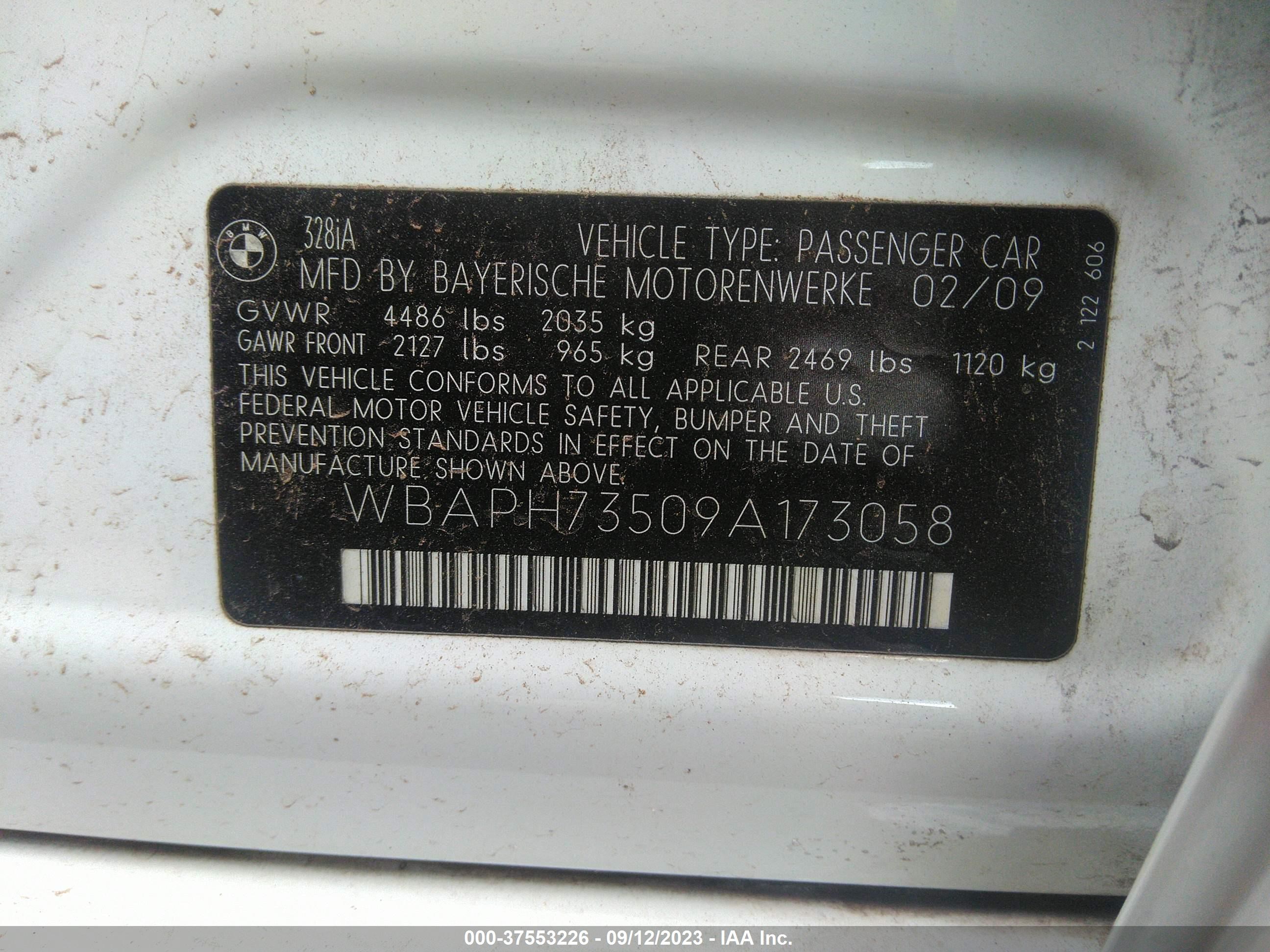 Photo 8 VIN: WBAPH73509A173058 - BMW 3ER 