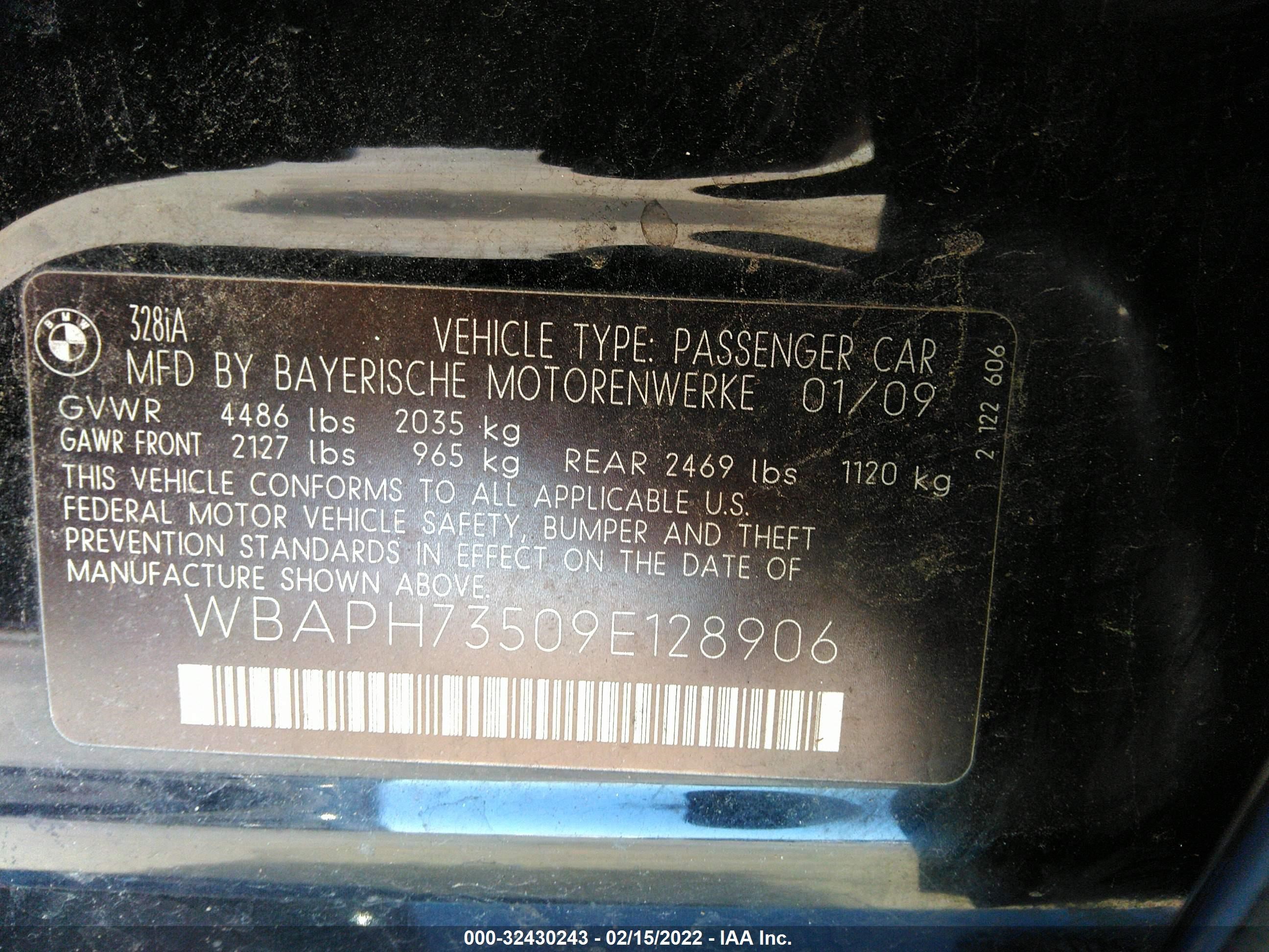 Photo 8 VIN: WBAPH73509E128906 - BMW 3ER 