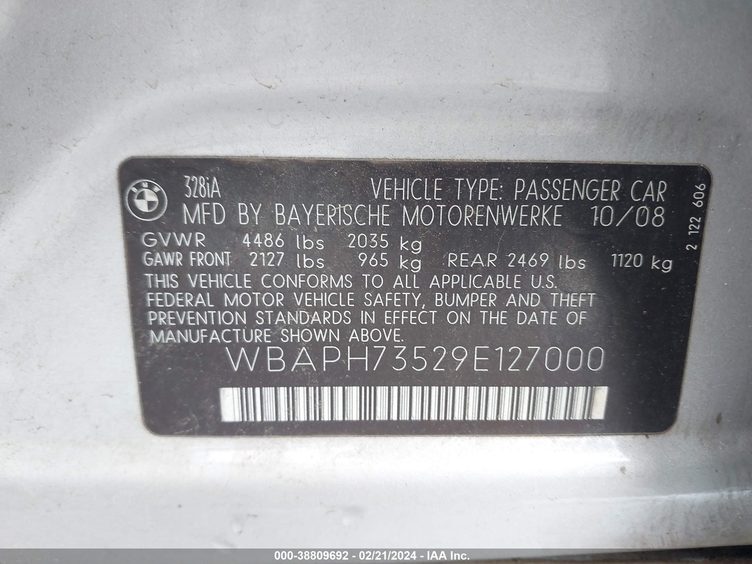 Photo 8 VIN: WBAPH73529E127000 - BMW 3ER 