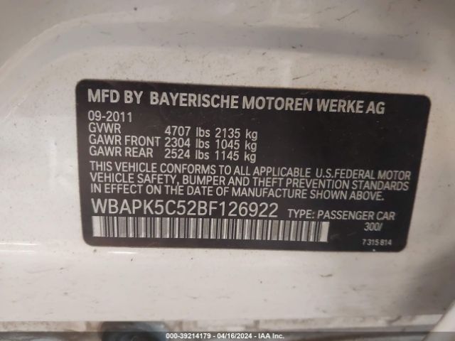 Photo 8 VIN: WBAPK5C52BF126922 - BMW 328 