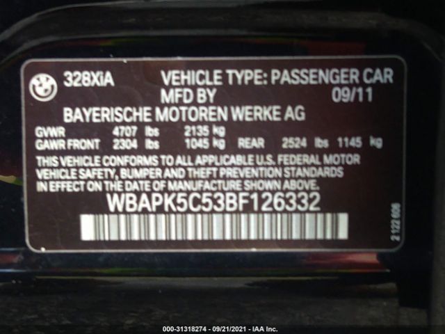 Photo 8 VIN: WBAPK5C53BF126332 - BMW 3 