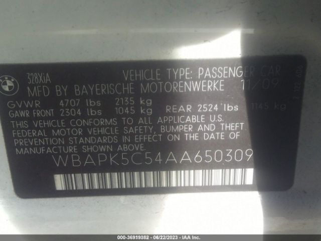 Photo 8 VIN: WBAPK5C54AA650309 - BMW 328I 