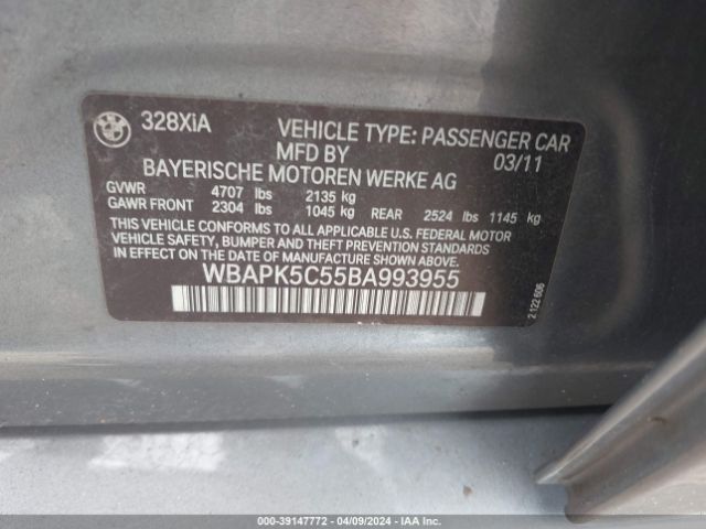 Photo 8 VIN: WBAPK5C55BA993955 - BMW 328I 