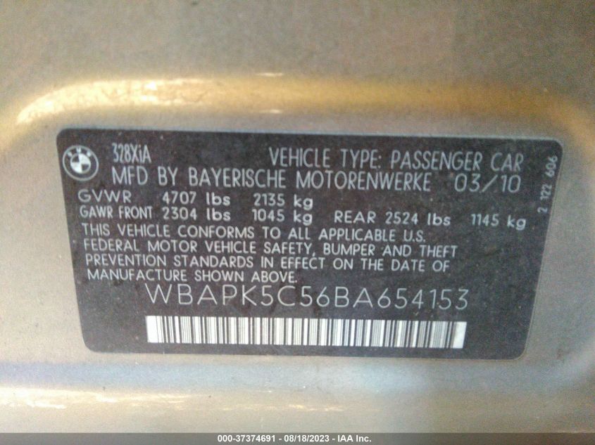 Photo 8 VIN: WBAPK5C56BA654153 - BMW 3ER 