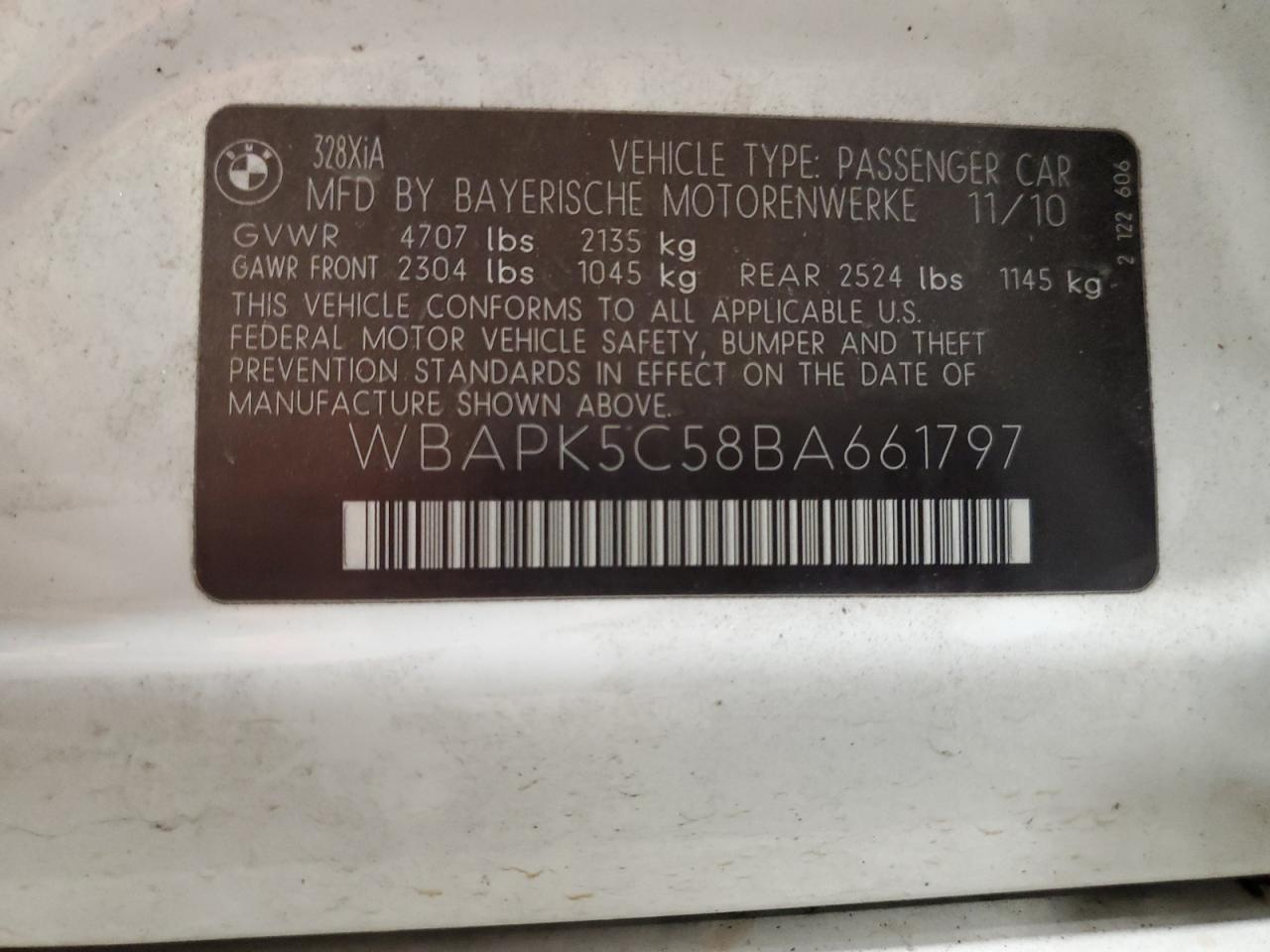 Photo 12 VIN: WBAPK5C58BA661797 - BMW 3ER 