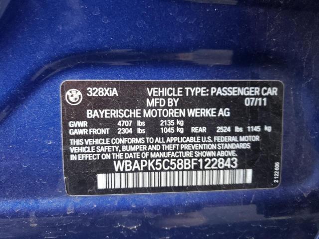 Photo 9 VIN: WBAPK5C58BF122843 - BMW 328 XI SUL 