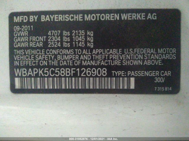 Photo 8 VIN: WBAPK5C58BF126908 - BMW 3 