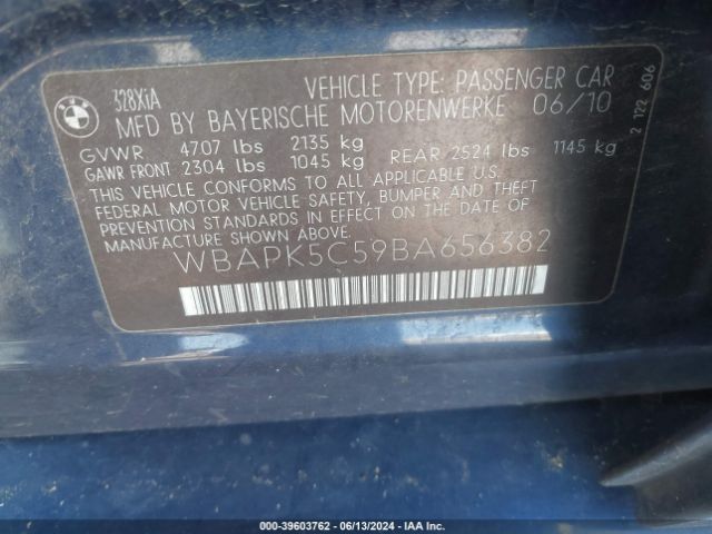 Photo 8 VIN: WBAPK5C59BA656382 - BMW 328I 