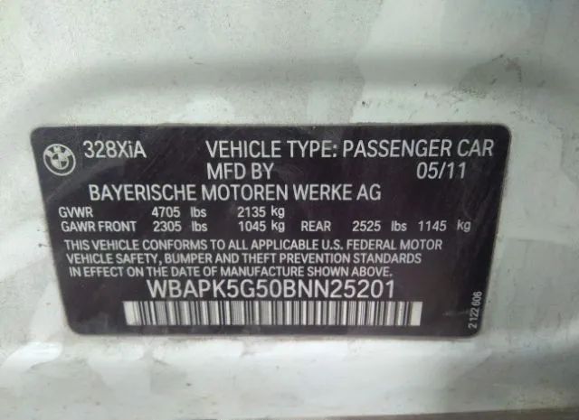 Photo 8 VIN: WBAPK5G50BNN25201 - BMW 3 SERIES 