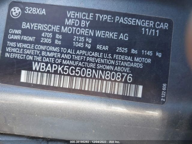 Photo 8 VIN: WBAPK5G50BNN80876 - BMW 328I 