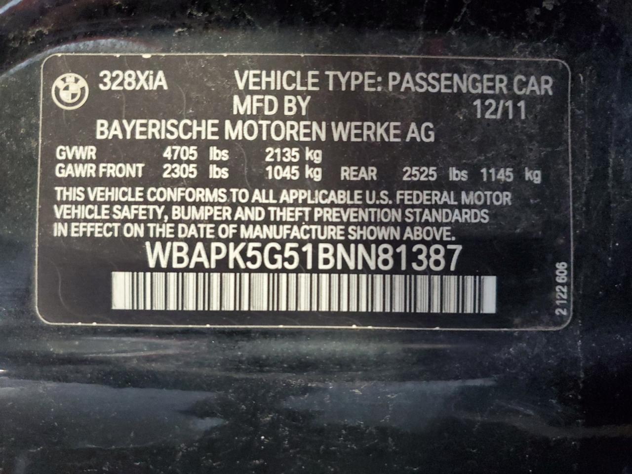 Photo 12 VIN: WBAPK5G51BNN81387 - BMW 3ER 