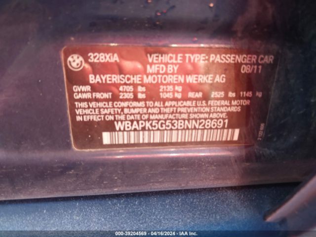 Photo 8 VIN: WBAPK5G53BNN28691 - BMW 328 