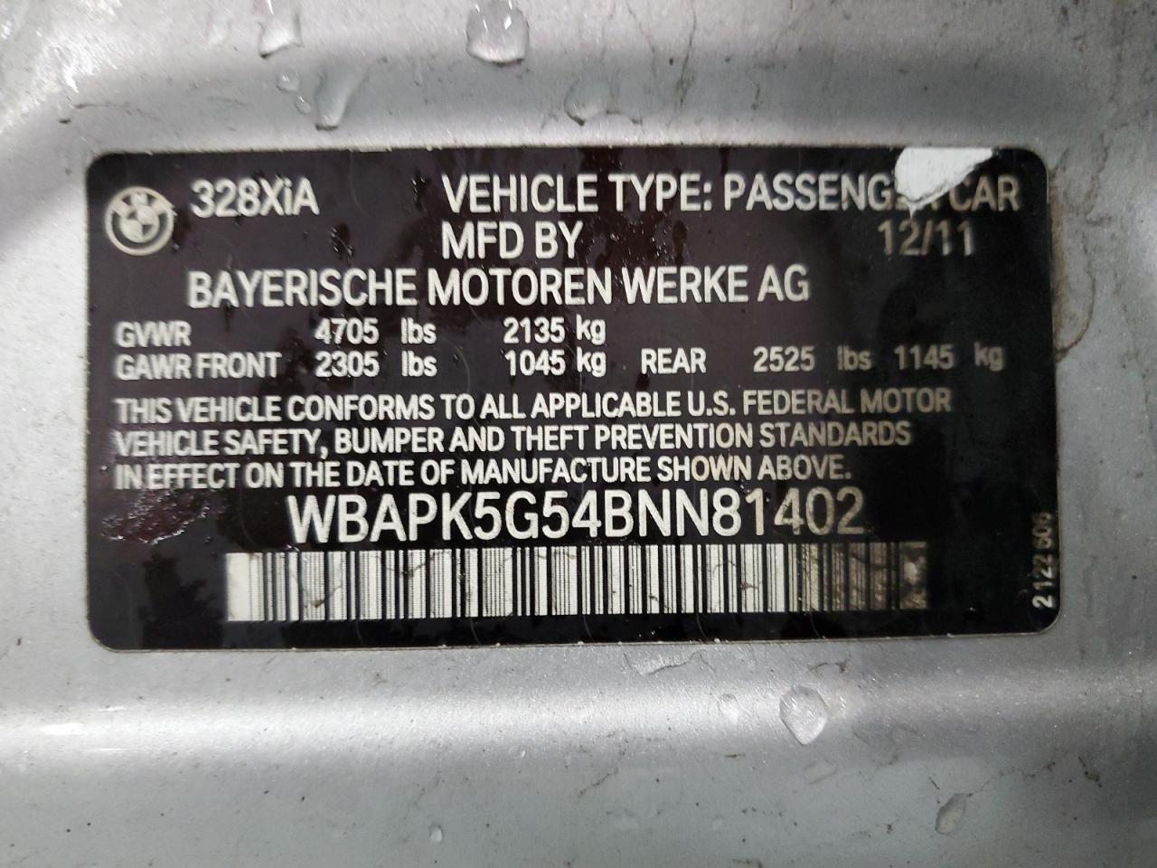 Photo 12 VIN: WBAPK5G54BNN81402 - BMW 3ER 