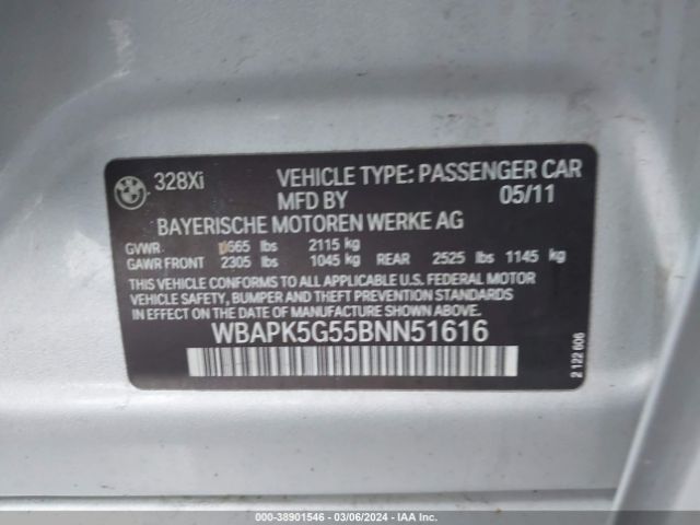 Photo 8 VIN: WBAPK5G55BNN51616 - BMW 328I 