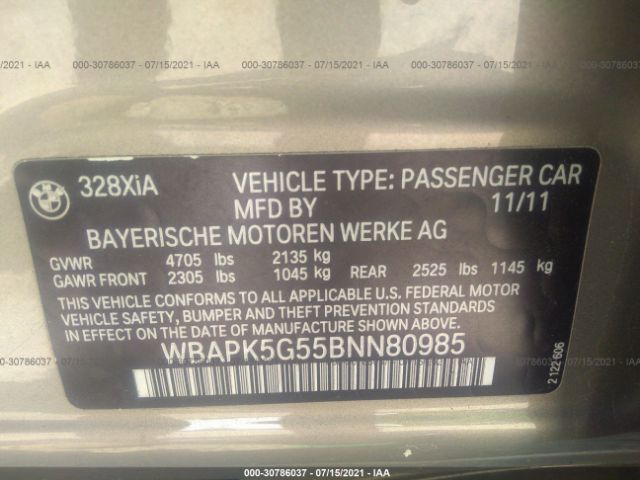 Photo 8 VIN: WBAPK5G55BNN80985 - BMW 328I 