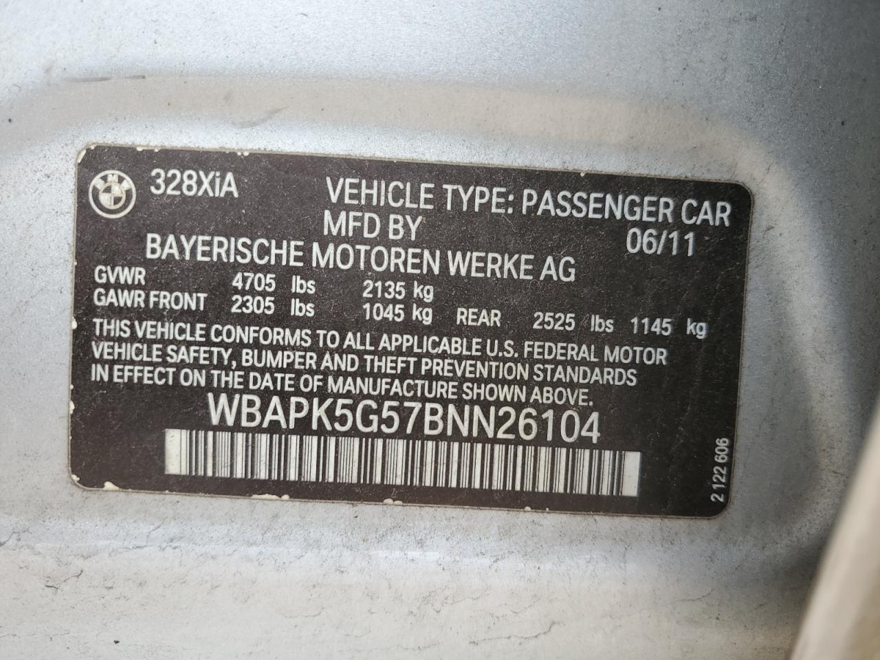 Photo 11 VIN: WBAPK5G57BNN26104 - BMW 3ER 