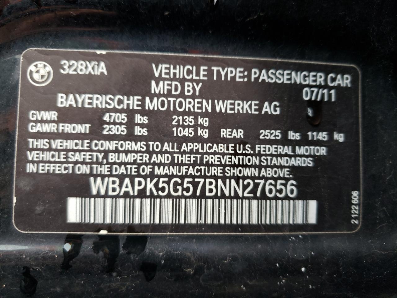 Photo 11 VIN: WBAPK5G57BNN27656 - BMW 3ER 