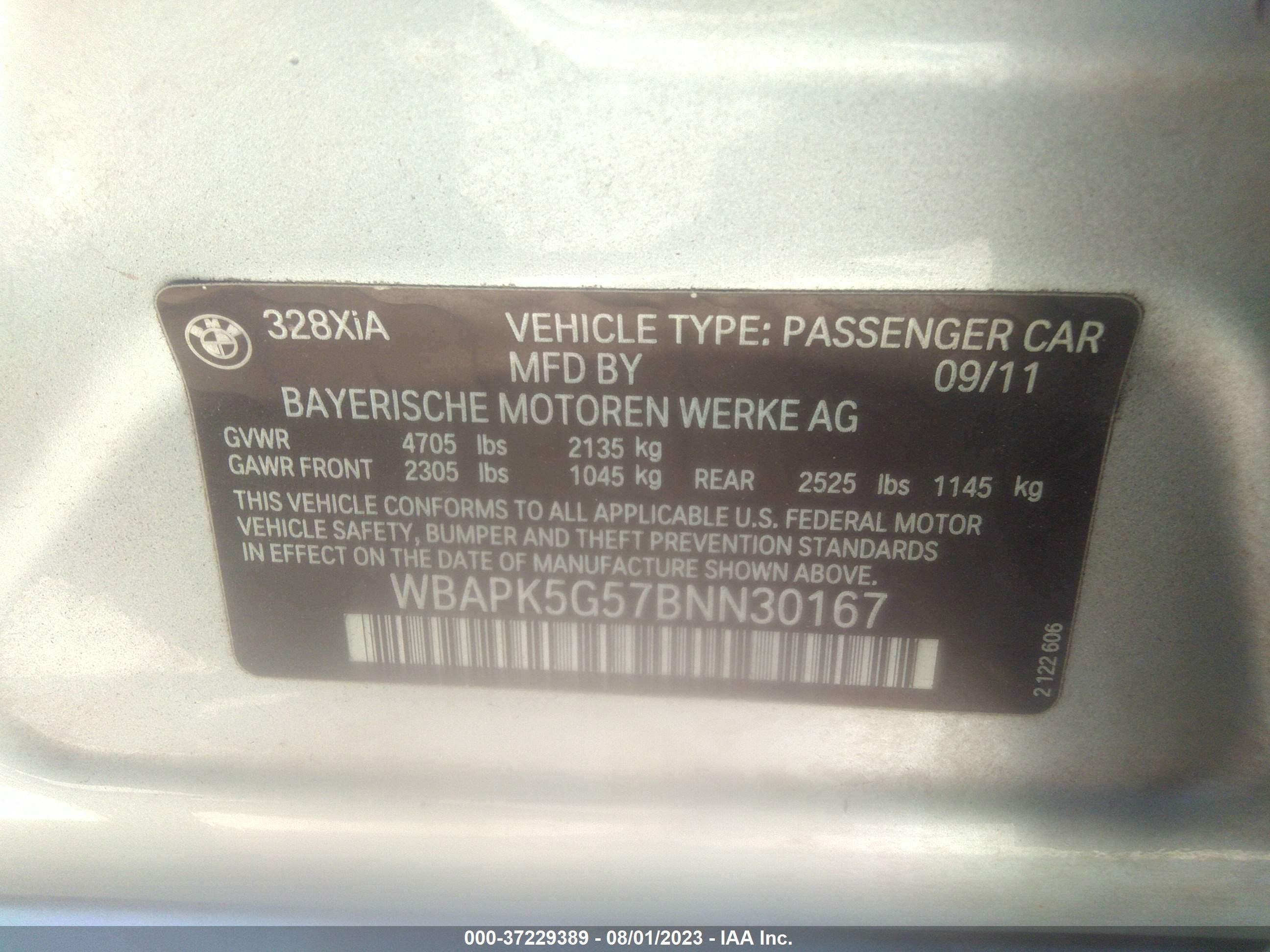 Photo 8 VIN: WBAPK5G57BNN30167 - BMW 3ER 