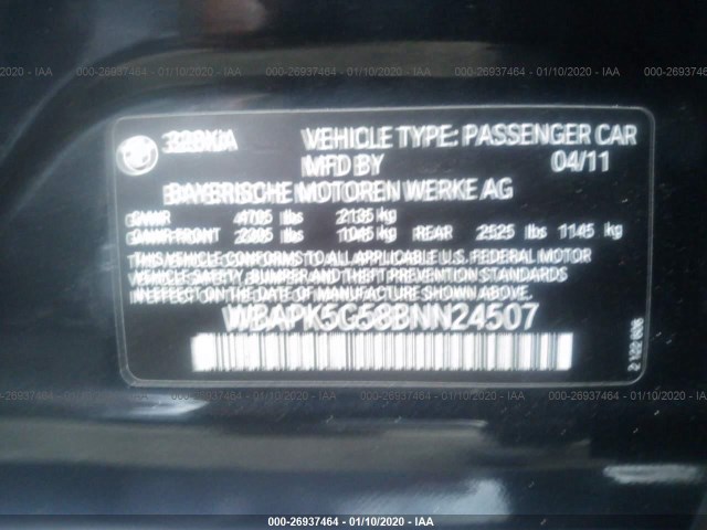 Photo 8 VIN: WBAPK5G58BNN24507 - BMW 3 