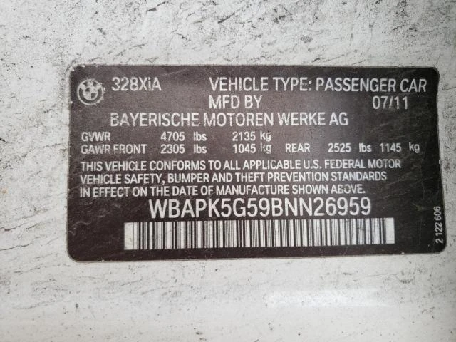 Photo 11 VIN: WBAPK5G59BNN26959 - BMW 328 XI SUL 