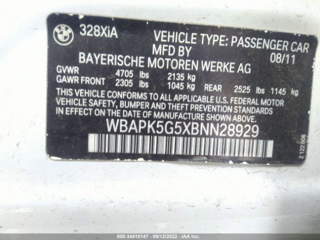 Photo 8 VIN: WBAPK5G5XBNN28929 - BMW 3 SERIES 