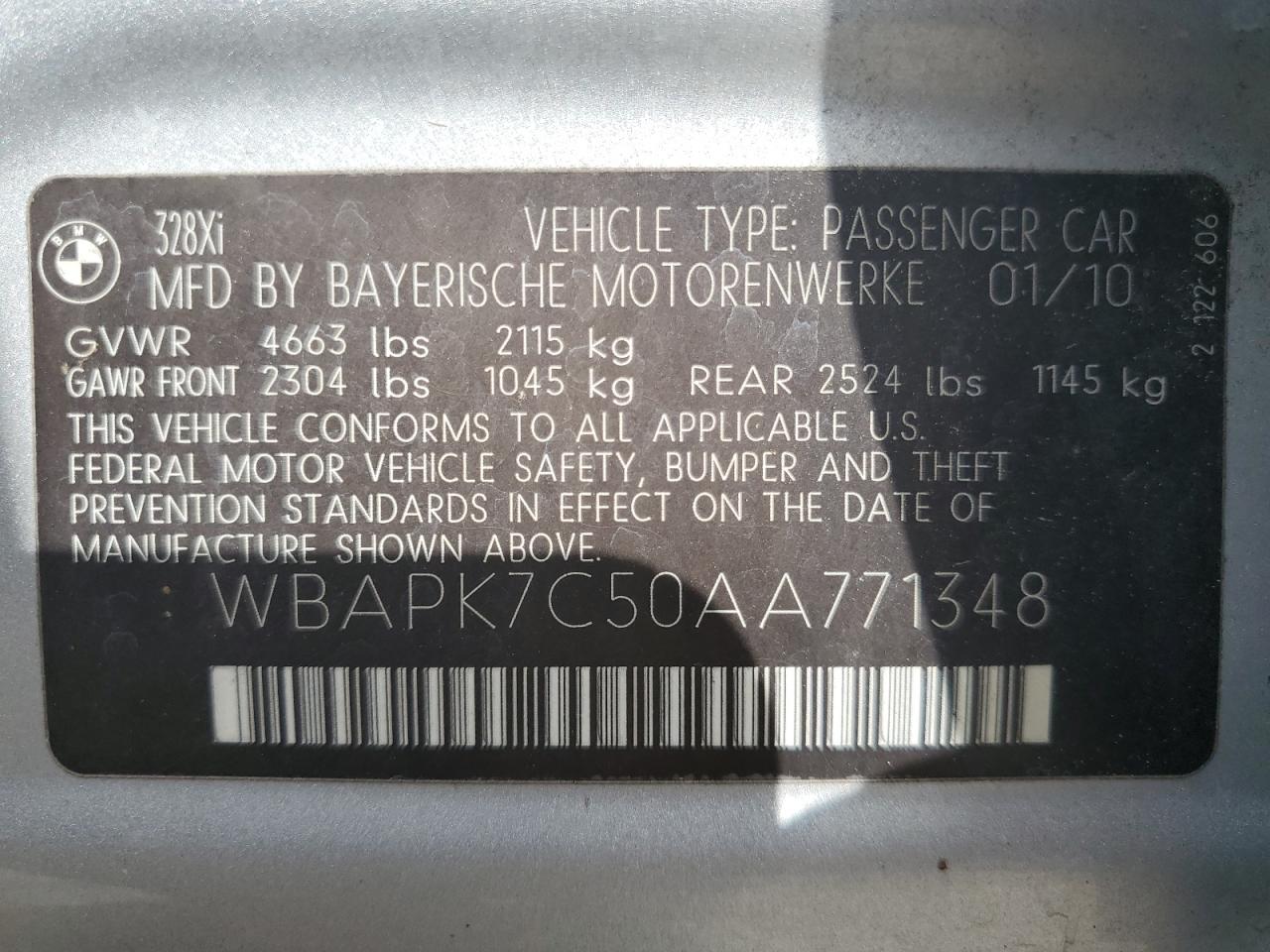 Photo 11 VIN: WBAPK7C50AA771348 - BMW 3ER 