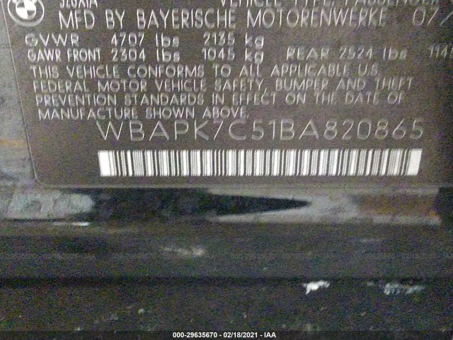 Photo 8 VIN: WBAPK7C51BA820865 - BMW 3 