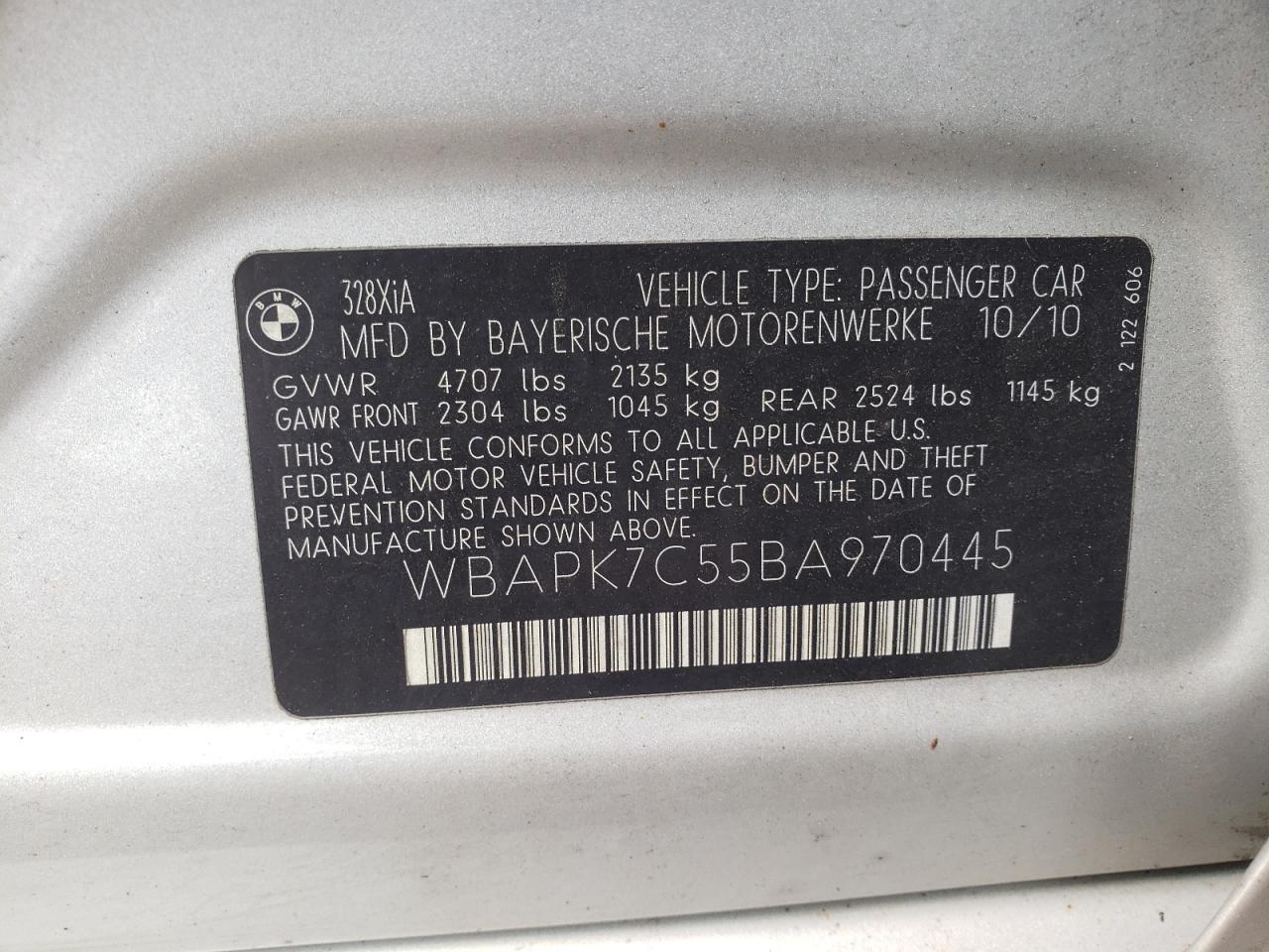 Photo 11 VIN: WBAPK7C55BA970445 - BMW 3ER 