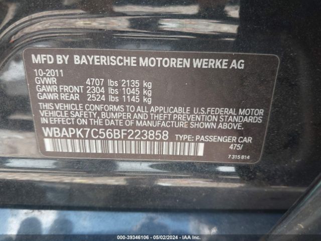 Photo 8 VIN: WBAPK7C56BF223858 - BMW 328I 